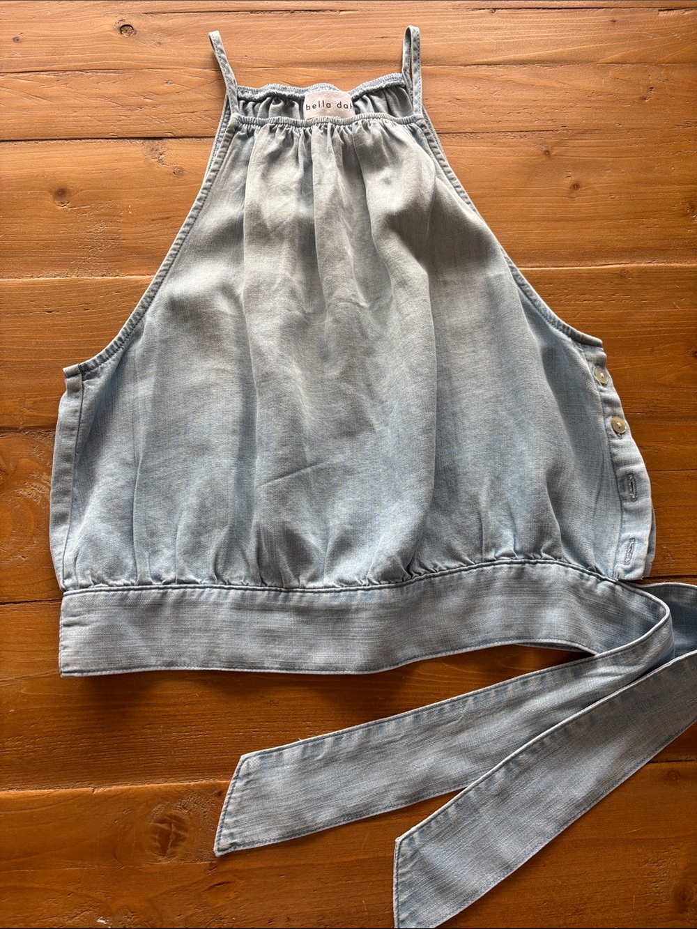 Bella Dahl Light Blue Chambray Halter Side TieTop - Picture 1 of 3